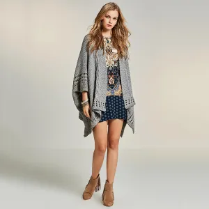 Elegant Grey Boho Sweater