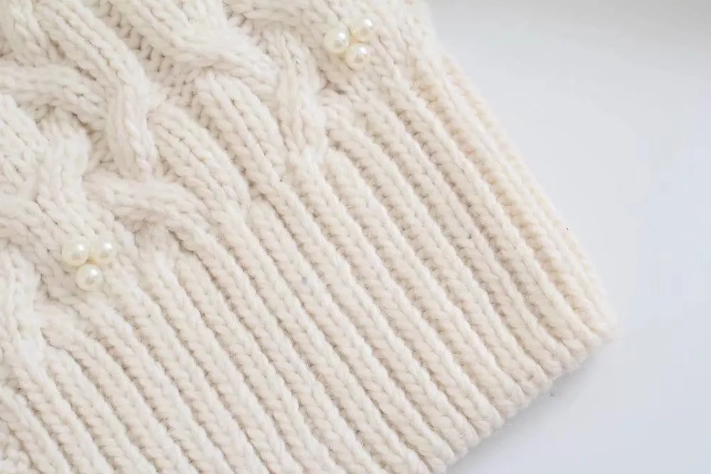 Elegant Pearl Knit Women's Cardigan Sweater