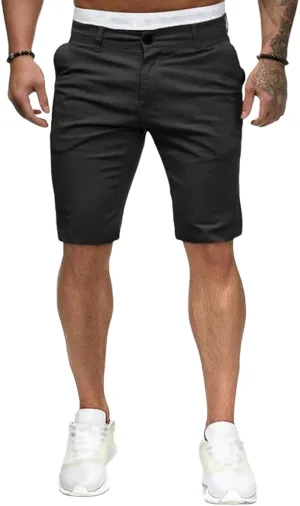 evzosrz Chino Shorts for Men Fashion Summer Button Stretch Golf Short Pants Solid Color Slim Fit Business Comfy Golf Shorts