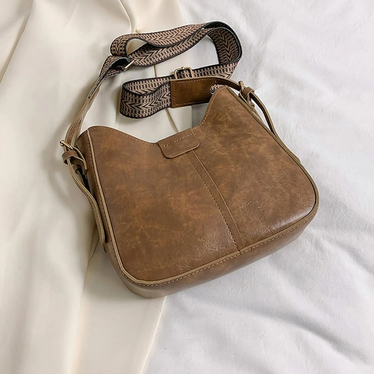 Fashion Crossbody Bags For Women PU Leather Shoulder Purse Handbags Satchel Purse With Wide Strap For Shopping And Work