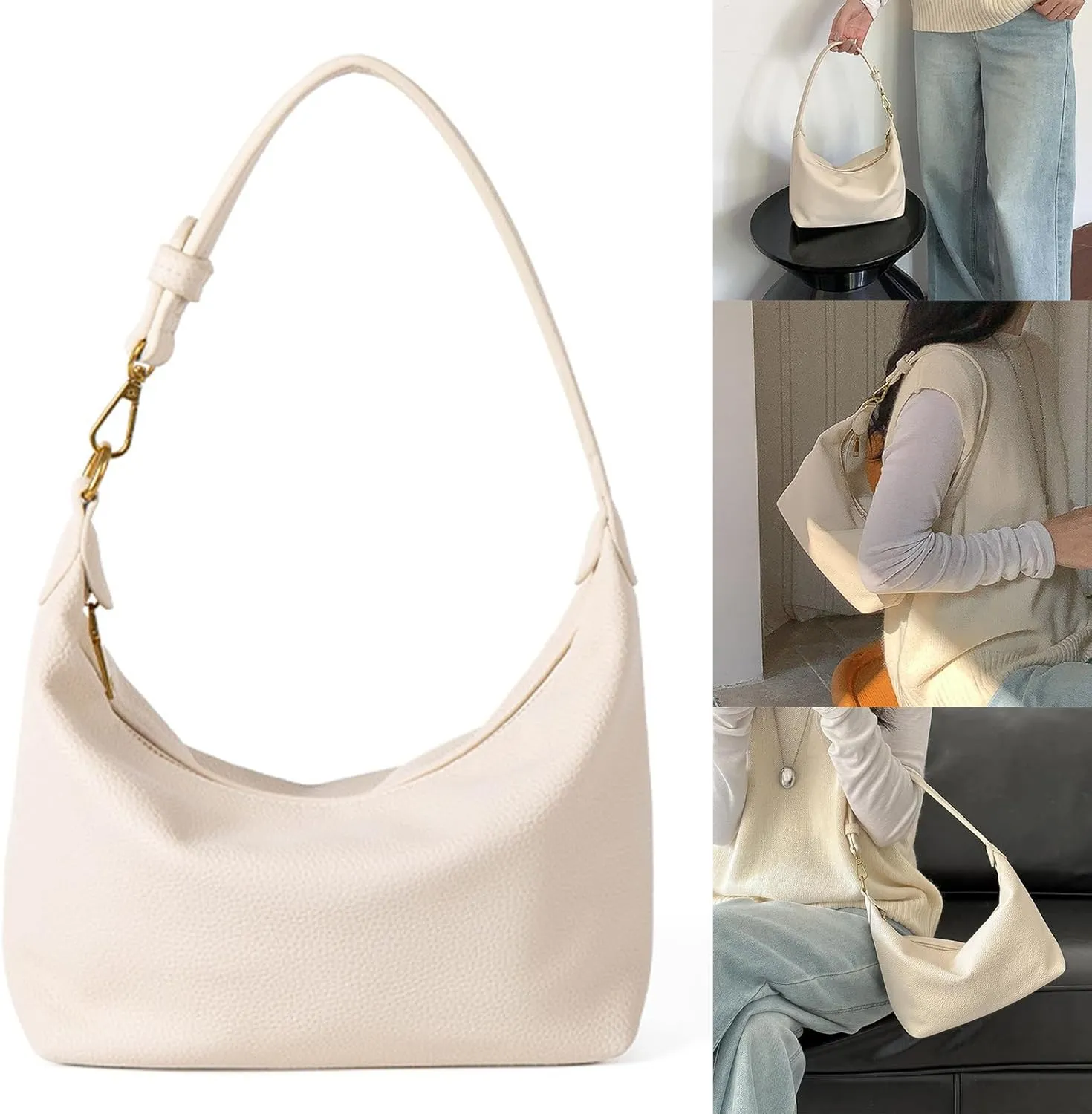 Fashionable Bucket Bag for Women and Girls PU Leather Shoulder Purse Armpit Handbag Winter Underarm Bags