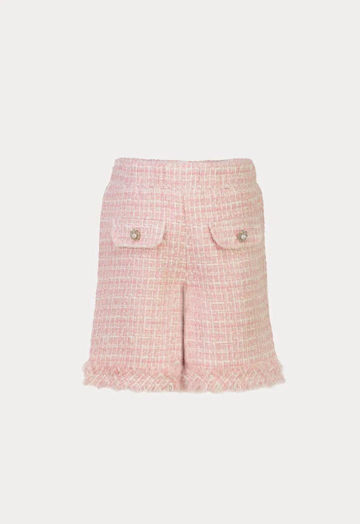 Faux Pocket Tweed Lurex Frayed Shorts
