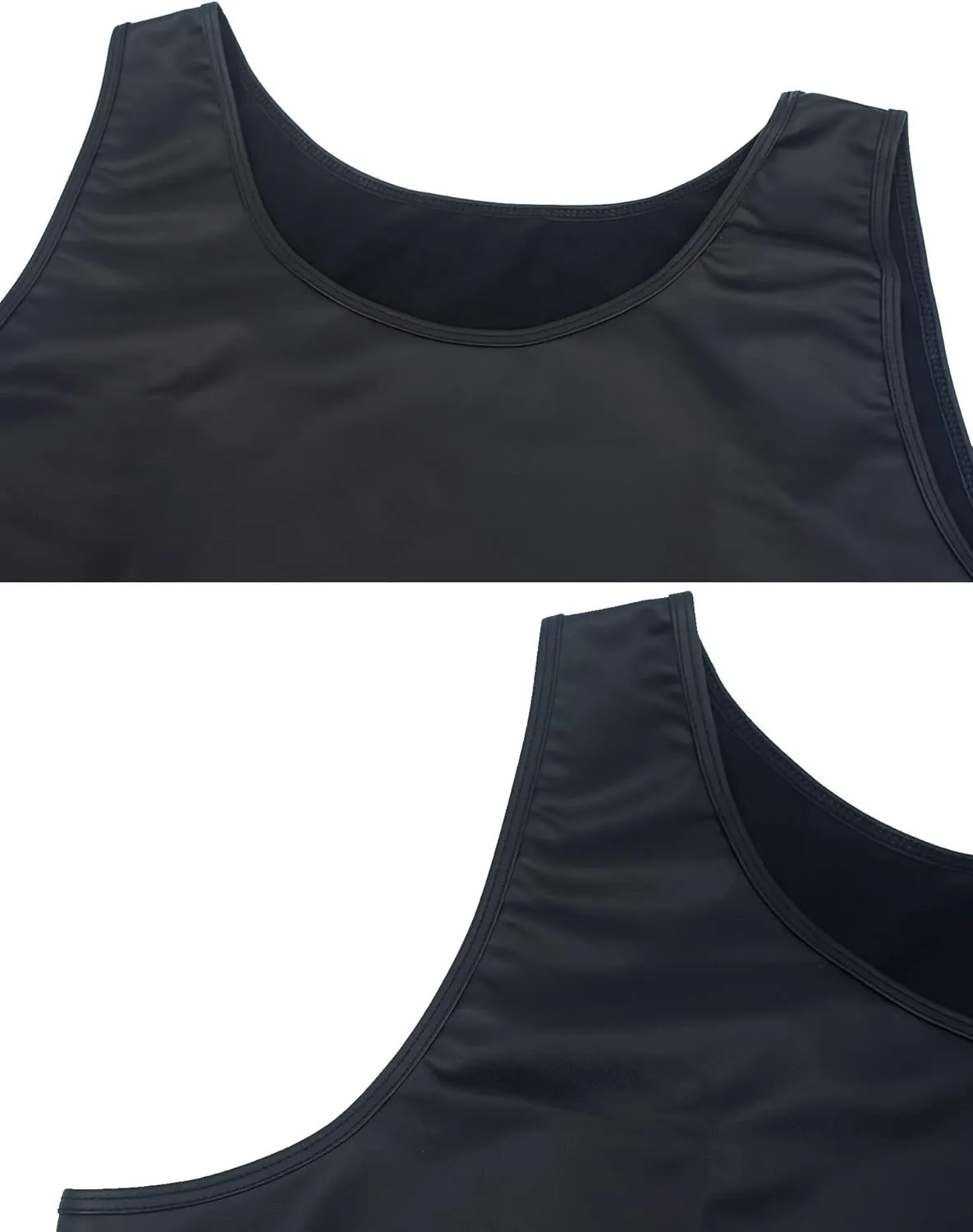 FEOYA Leather Shirt Men Shiny Slim Fit Tank Top Sexy Faux Leather Latex Clothing Wetlook Club Party Undershirts