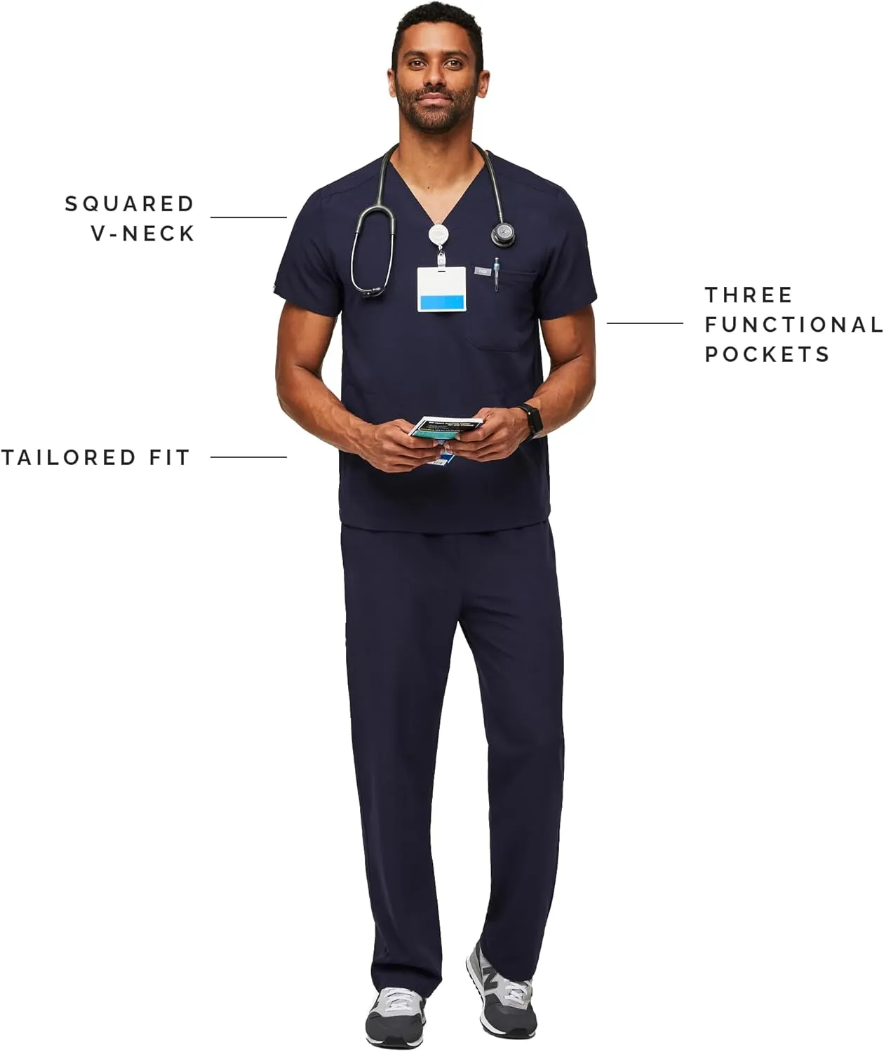 FIGS Chisec Scrub Top for Men  3 Pockets, Tailored Fit, Squared V-Neck, 4-Way Stretch, Moisture-Wicking Men's Scrubs