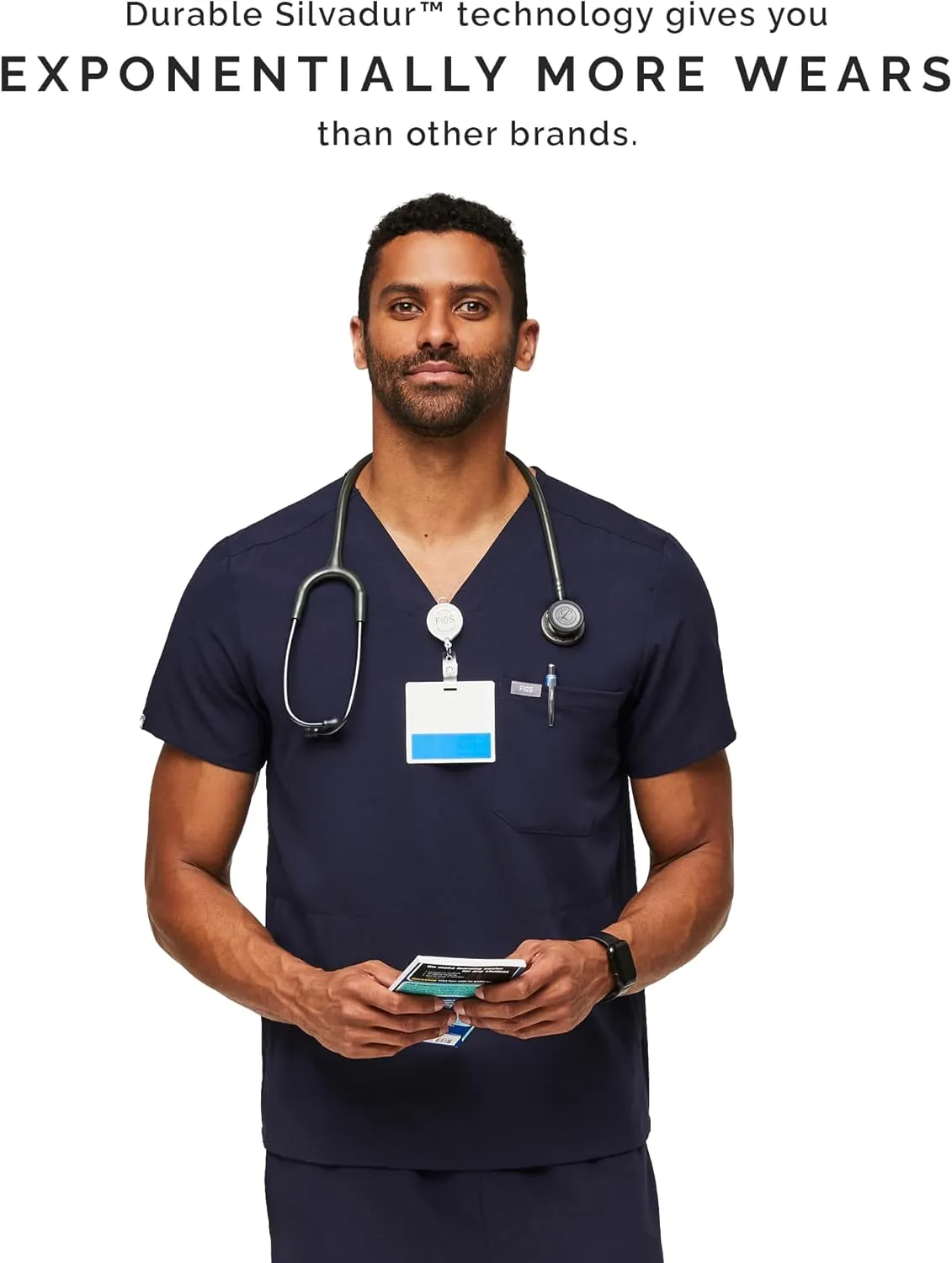 FIGS Chisec Scrub Top for Men  3 Pockets, Tailored Fit, Squared V-Neck, 4-Way Stretch, Moisture-Wicking Men's Scrubs