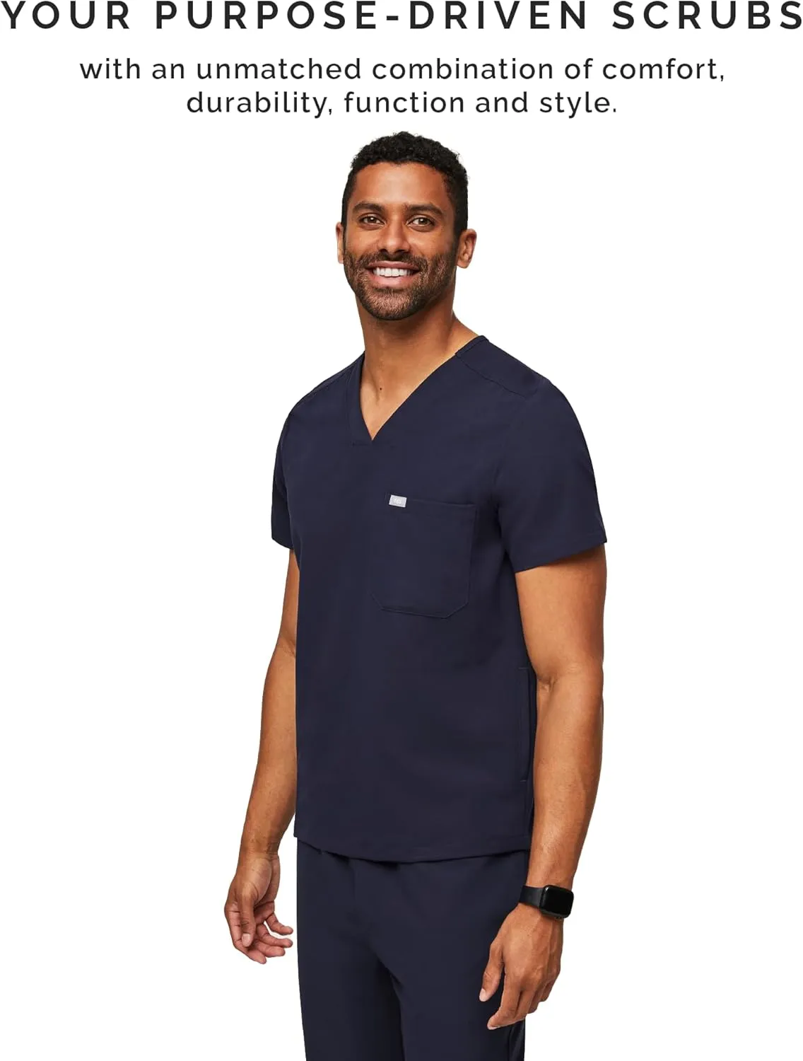 FIGS Chisec Scrub Top for Men  3 Pockets, Tailored Fit, Squared V-Neck, 4-Way Stretch, Moisture-Wicking Men's Scrubs
