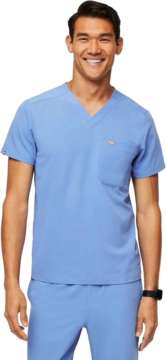 FIGS Leon Scrub Top for Men  3 Pockets, Tailored Fit, Modern V-Neck, 4-Way Stretch, Moisture-Wicking Men's Scrubs