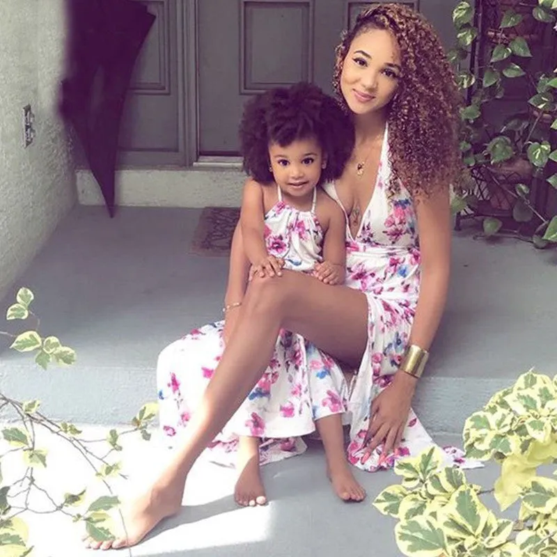 Floral Dress Halter Neck Dress for Mom and Me