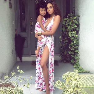 Floral Dress Halter Neck Dress for Mom and Me