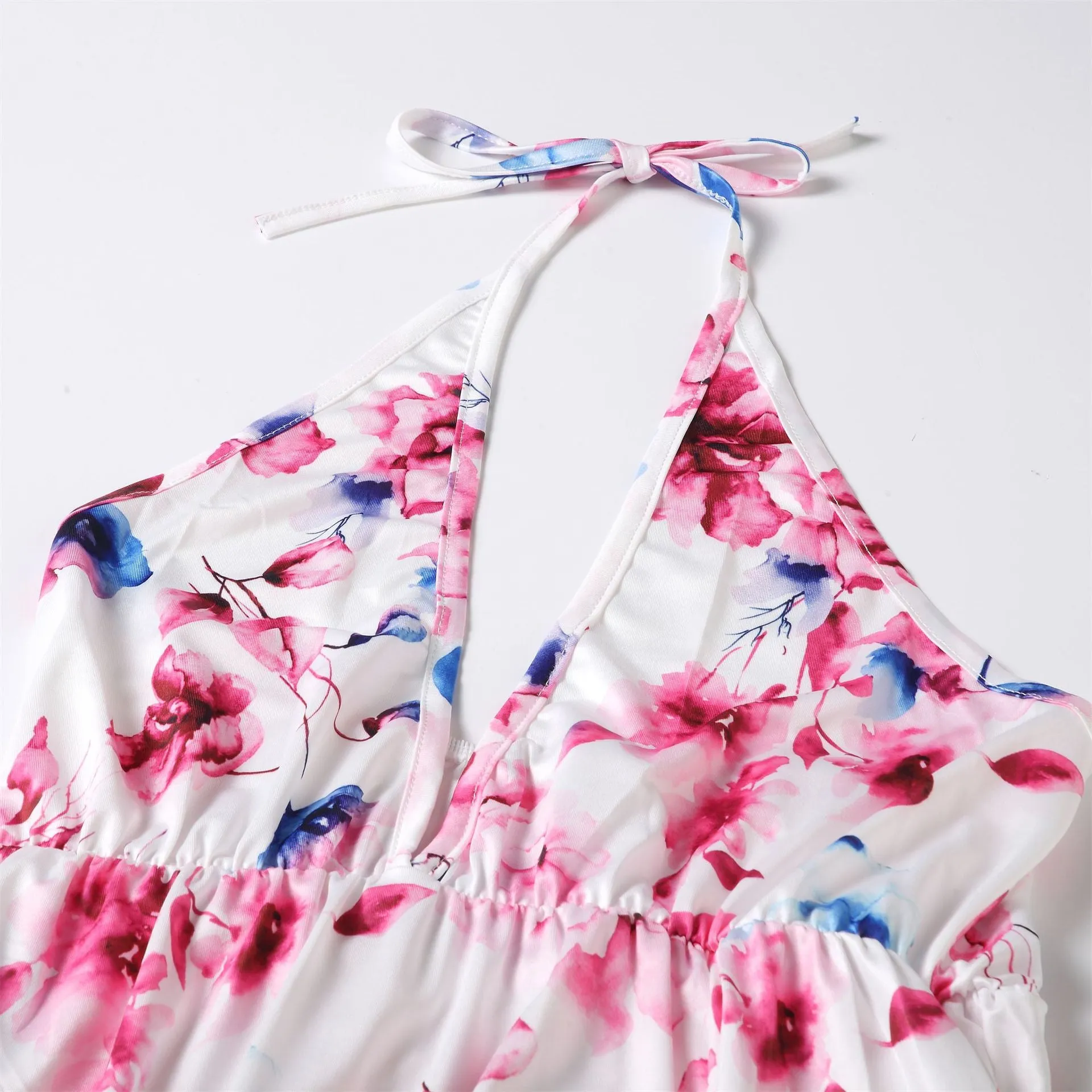 Floral Dress Halter Neck Dress for Mom and Me