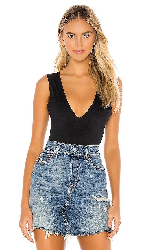 Free People Keep It Sleek Bodysuit in Black