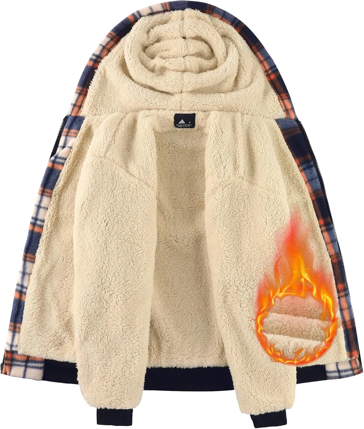 GEEK LIGHTING Boys Flannel Jacket Sherpa Lined Hoodies Zip Up Fleece Plaid Shirt Jackets Winter Outdoor Coat Warm