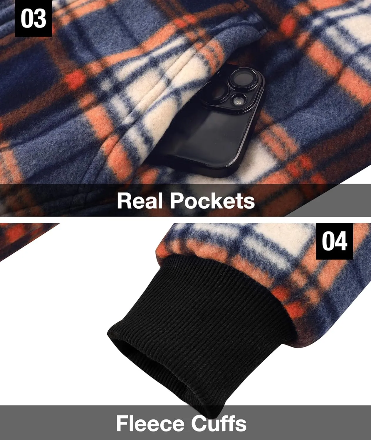 GEEK LIGHTING Boys Flannel Jacket Sherpa Lined Hoodies Zip Up Fleece Plaid Shirt Jackets Winter Outdoor Coat Warm