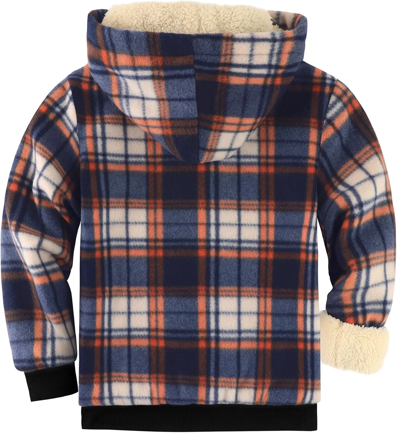 GEEK LIGHTING Boys Flannel Jacket Sherpa Lined Hoodies Zip Up Fleece Plaid Shirt Jackets Winter Outdoor Coat Warm