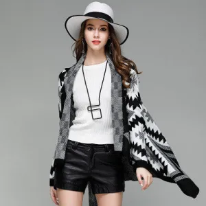 Geometry Lapel Color Irregular Loose Long Cardigan