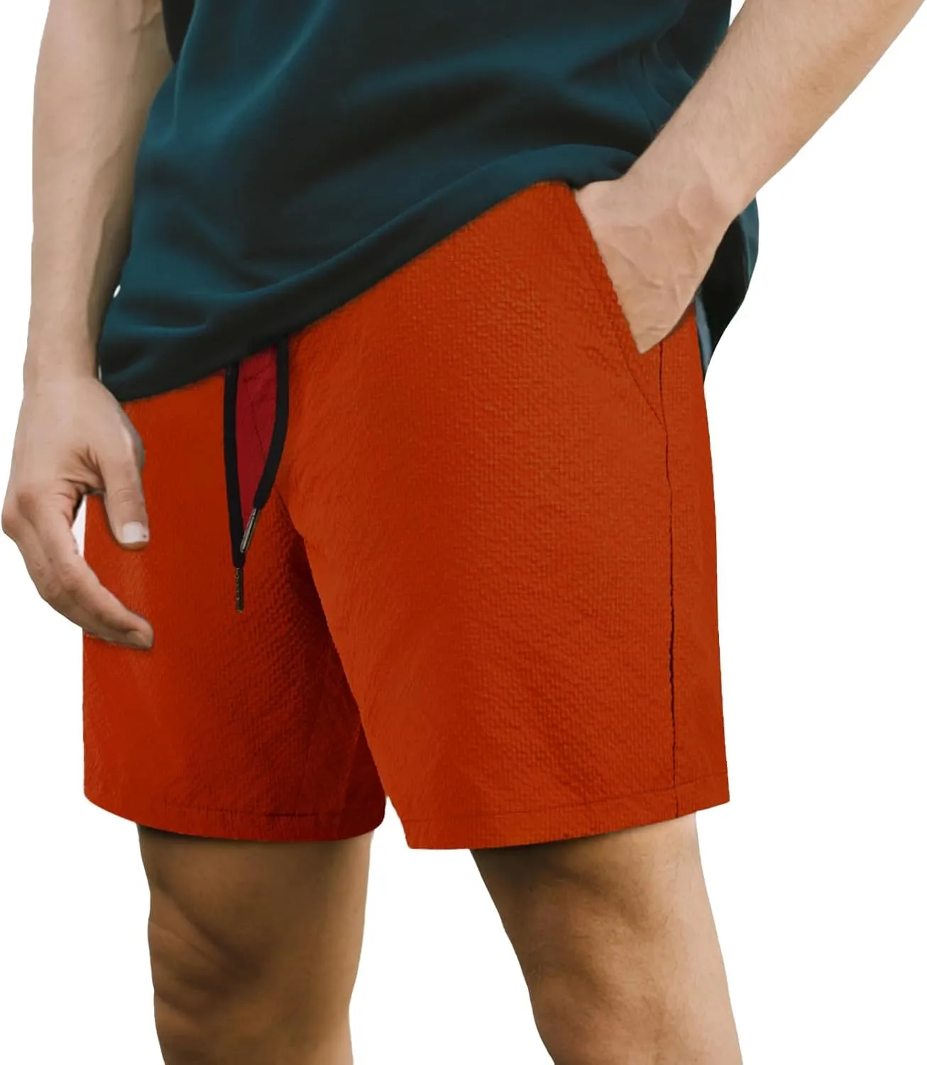 GINGTTO Mens Beach Shorts 7 inch Quick Dry Swim Trunks No Liner Seersucker Vacation Shorts for Men Elastic Waist