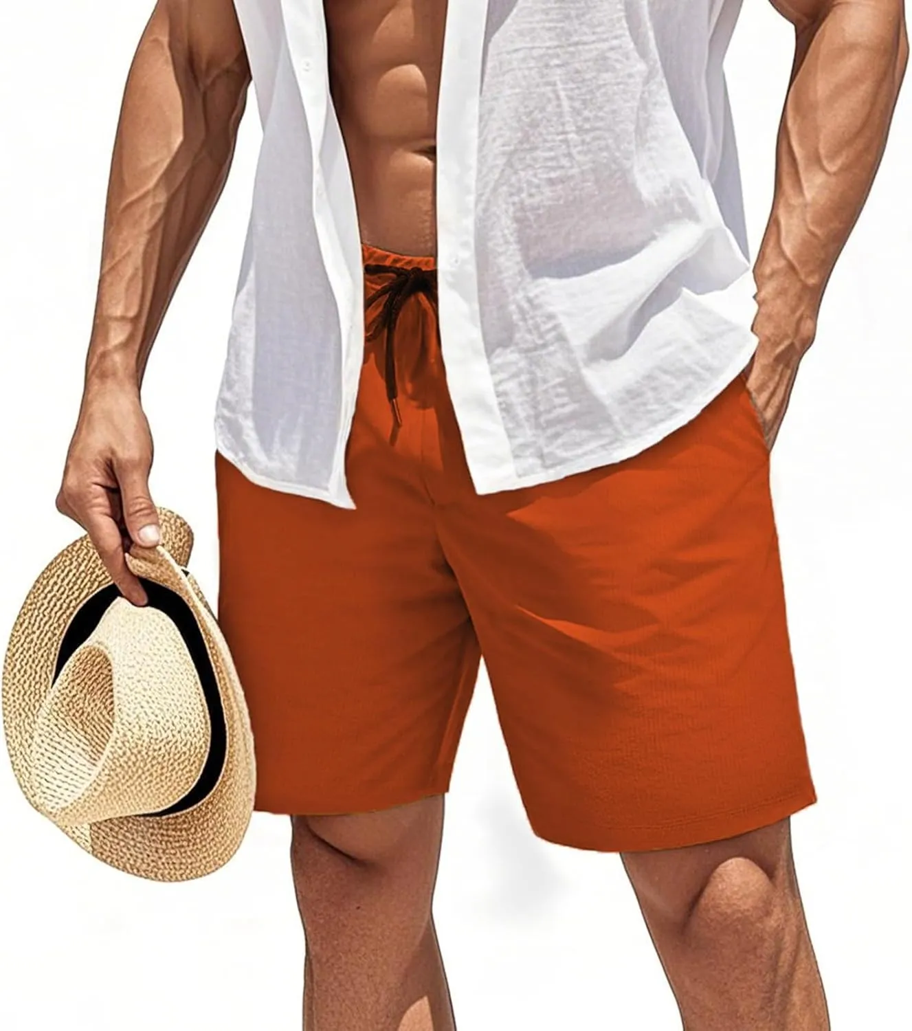 GINGTTO Mens Beach Shorts 7 inch Quick Dry Swim Trunks No Liner Seersucker Vacation Shorts for Men Elastic Waist