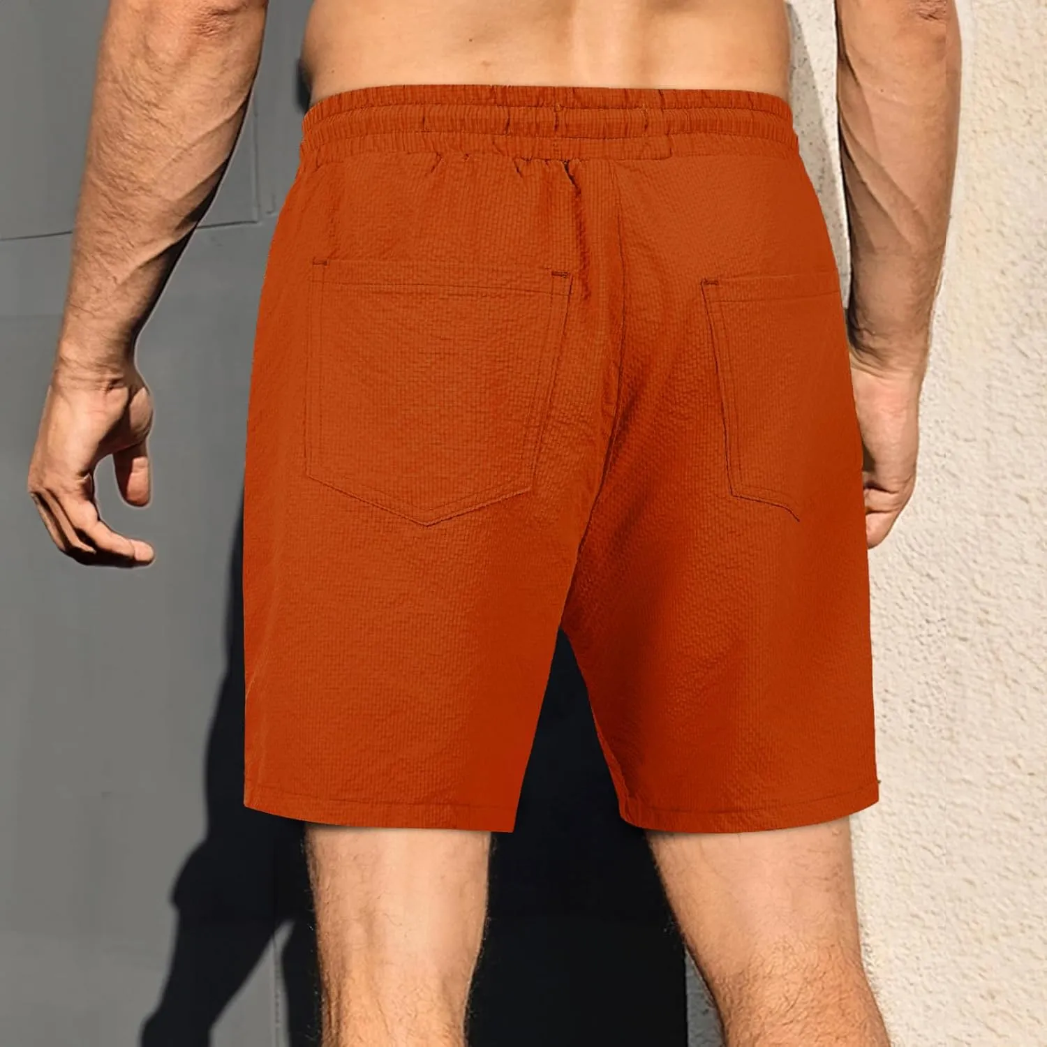 GINGTTO Mens Beach Shorts 7 inch Quick Dry Swim Trunks No Liner Seersucker Vacation Shorts for Men Elastic Waist