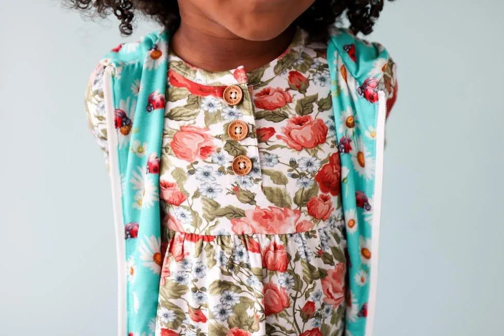 Girl's Bamboo Long Sleeve Reversible Jacket - Alma (Floral)