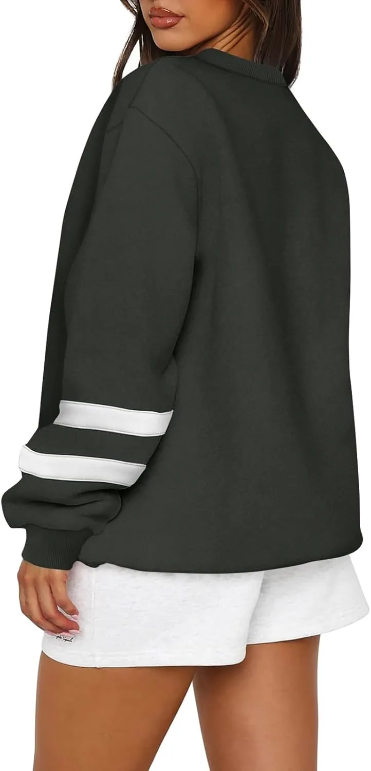 GOFULY Crewneck Sweatshirt For Women Trendy Plus Size Shirts Long Sleeve Oversized Sweatshirts Fall Winter Solid Pullover