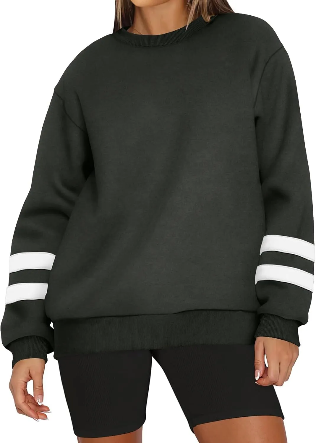 GOFULY Crewneck Sweatshirt For Women Trendy Plus Size Shirts Long Sleeve Oversized Sweatshirts Fall Winter Solid Pullover