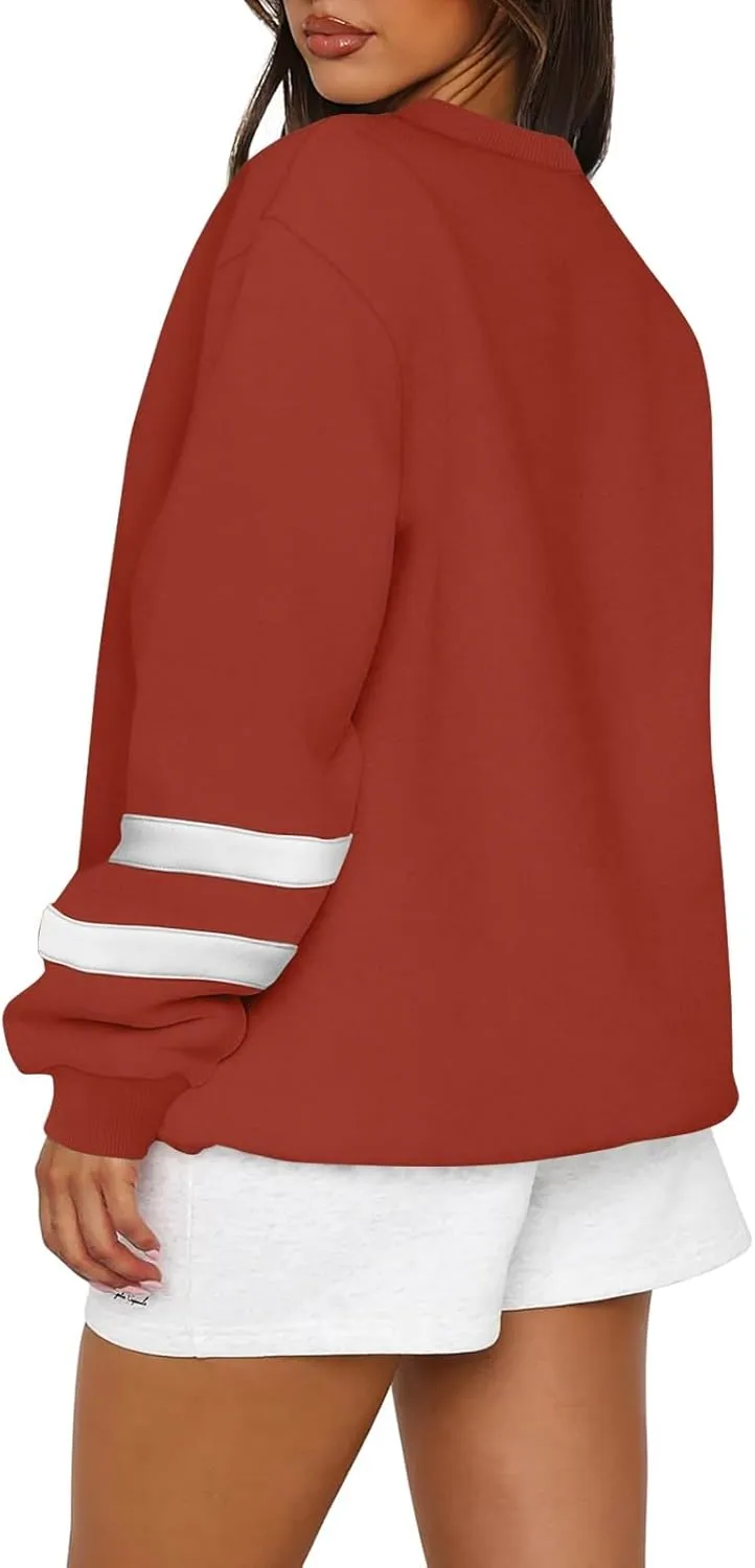 GOFULY Crewneck Sweatshirts Women Plus Size Oversized Fall Winter Pullover Long Sleeve Solid Sweatshirts Casual Shirts