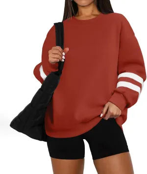 GOFULY Crewneck Sweatshirts Women Plus Size Oversized Fall Winter Pullover Long Sleeve Solid Sweatshirts Casual Shirts