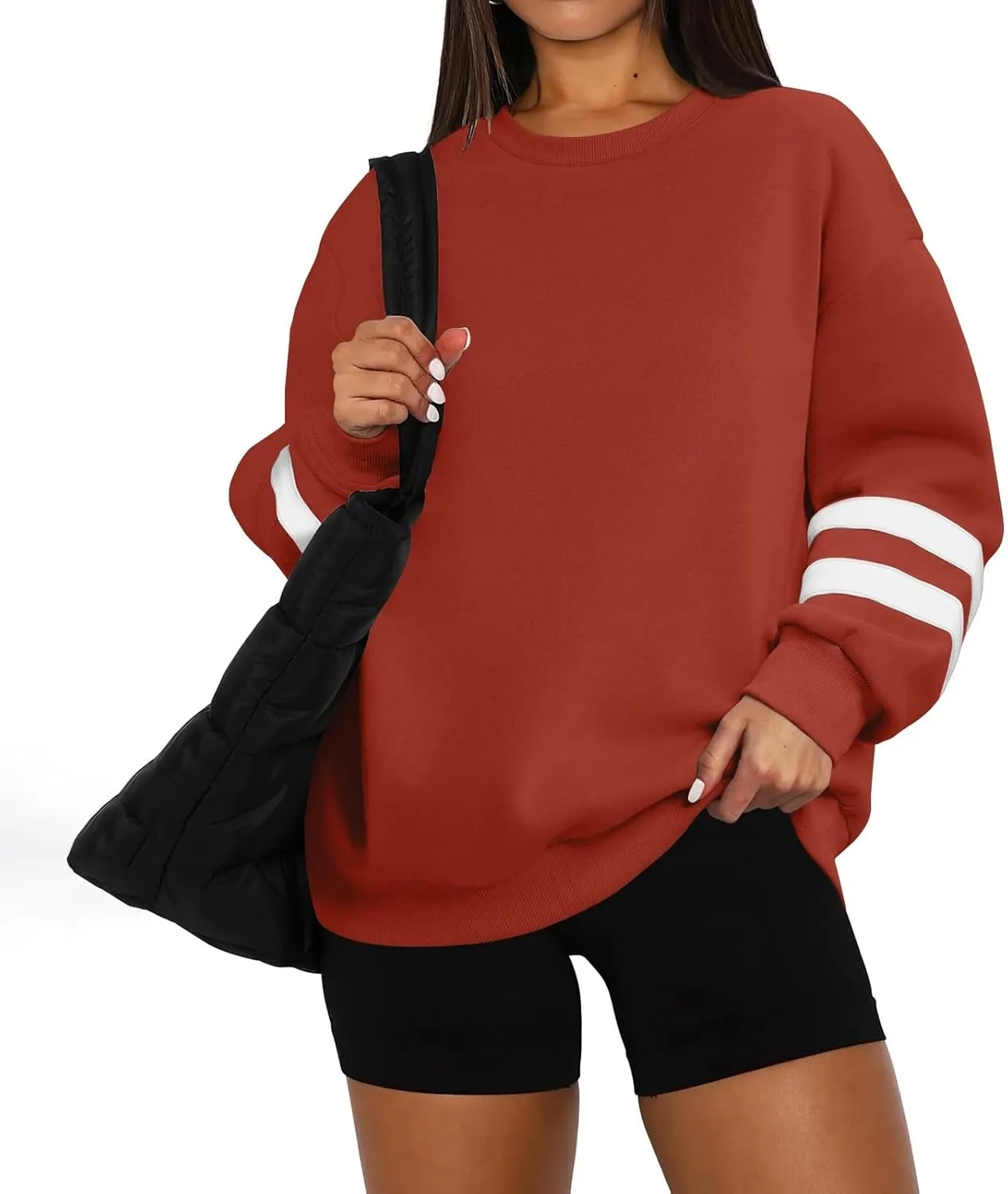 GOFULY Crewneck Sweatshirts Women Plus Size Oversized Fall Winter Pullover Long Sleeve Solid Sweatshirts Casual Shirts