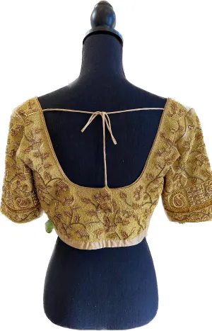 Gold Bridal wedding blouses hand embroidered readymade blouse online usa