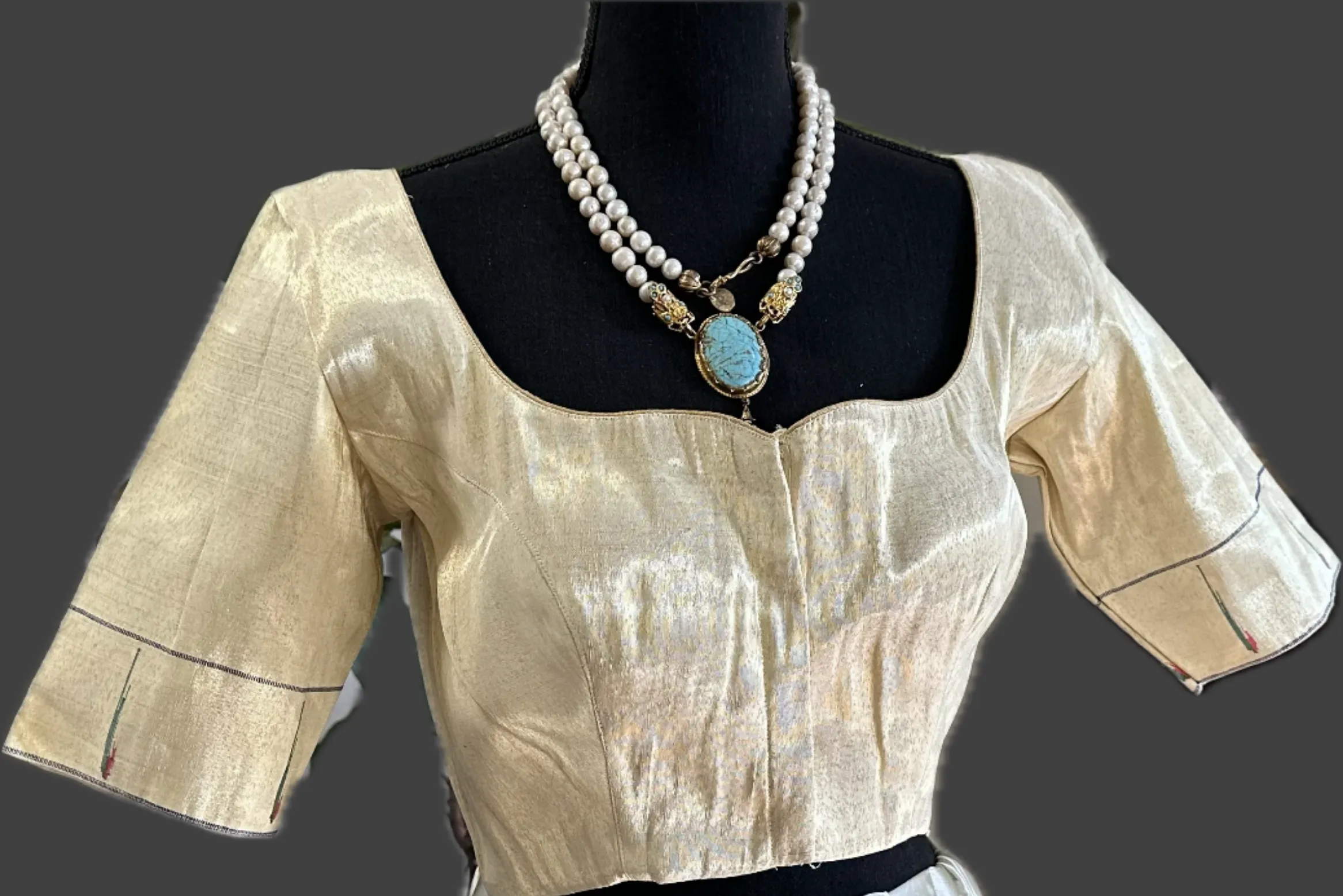 Gold pure zari Tissue Paithani blouse online usa silk blouses ready to wear online shopping bandhani blouse online