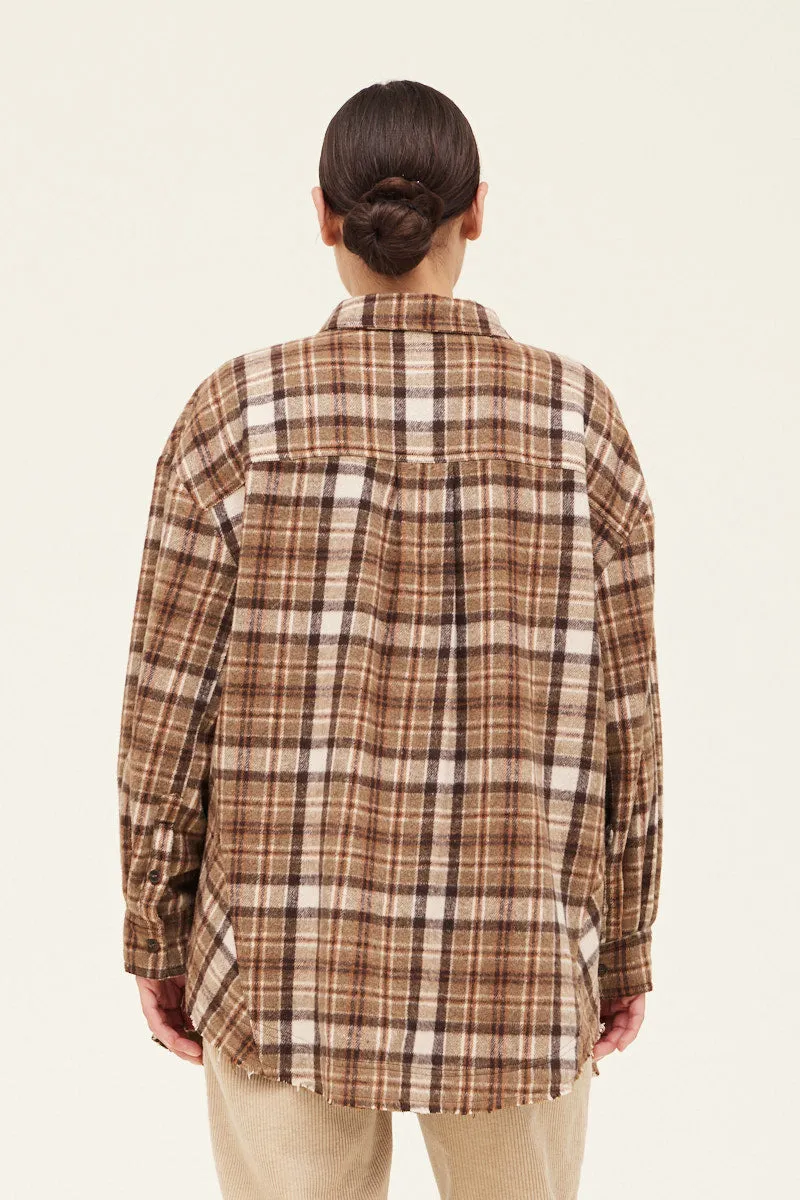 Grade & Gather Cozy Plaid Shirt Jacket - M/L