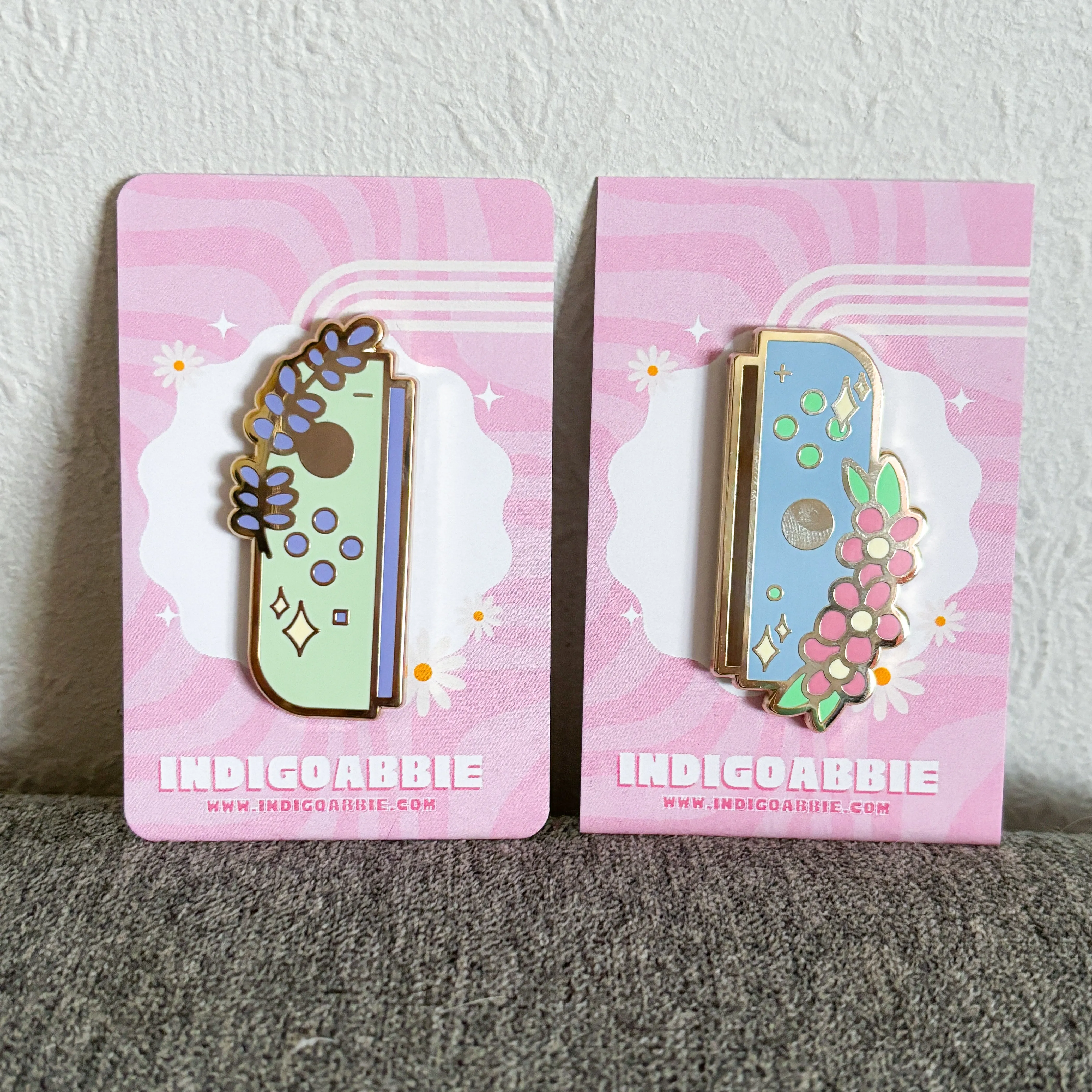 Green Floral JoyCon Enamel Pin | Nintendo Switch Enamel Pin Floral Joycon Pin
