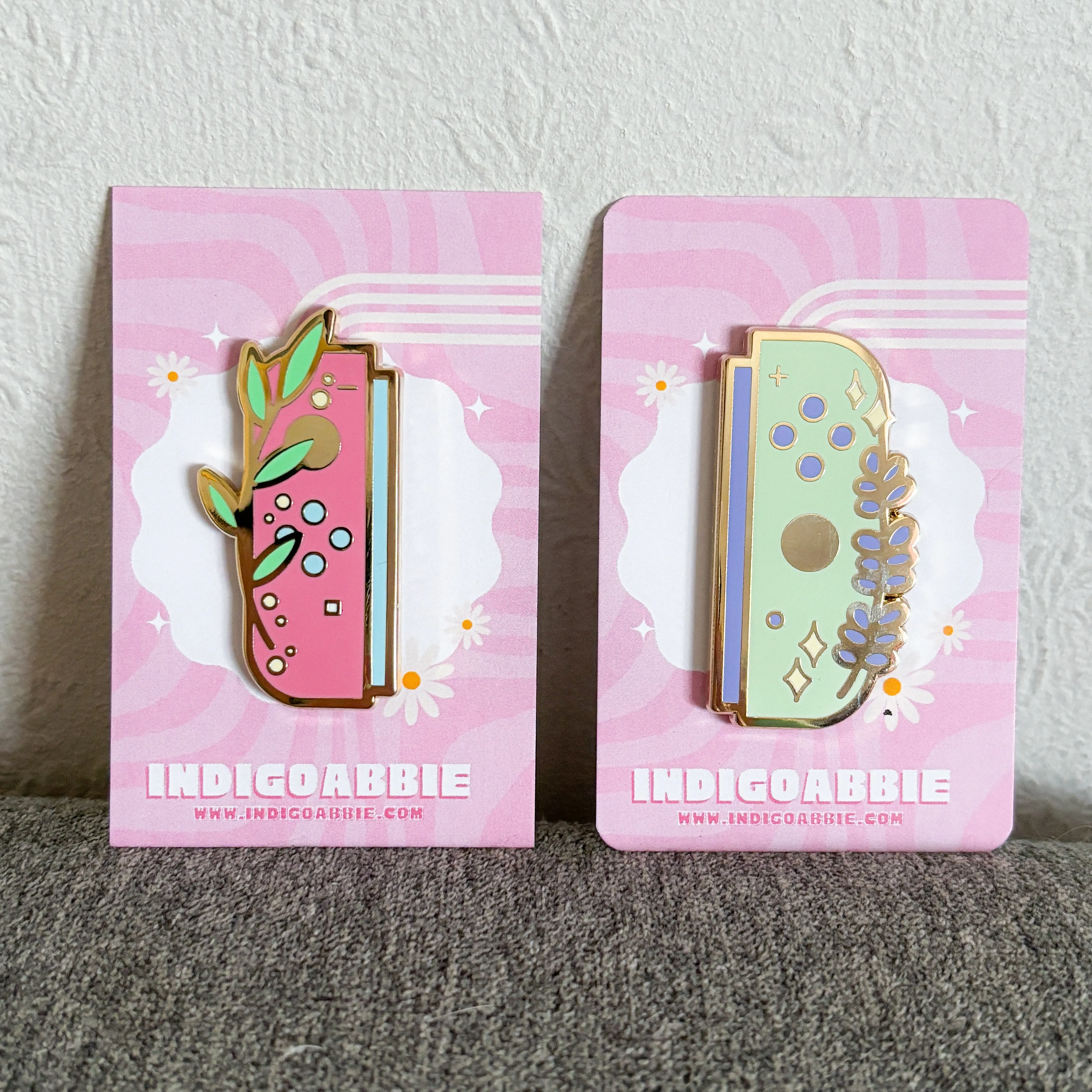 Green Floral JoyCon Enamel Pin | Nintendo Switch Enamel Pin Floral Joycon Pin