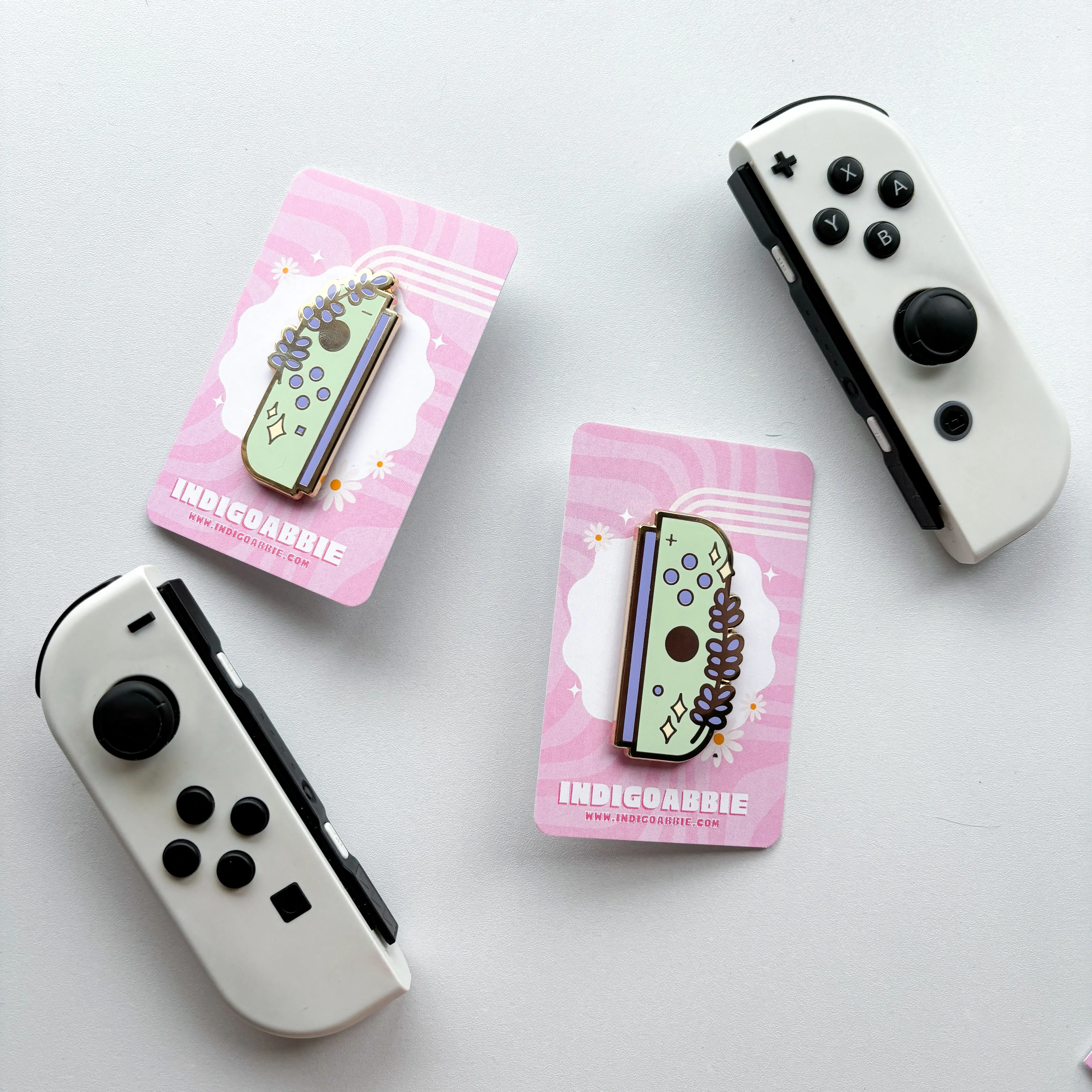 Green Floral JoyCon Enamel Pin | Nintendo Switch Enamel Pin Floral Joycon Pin