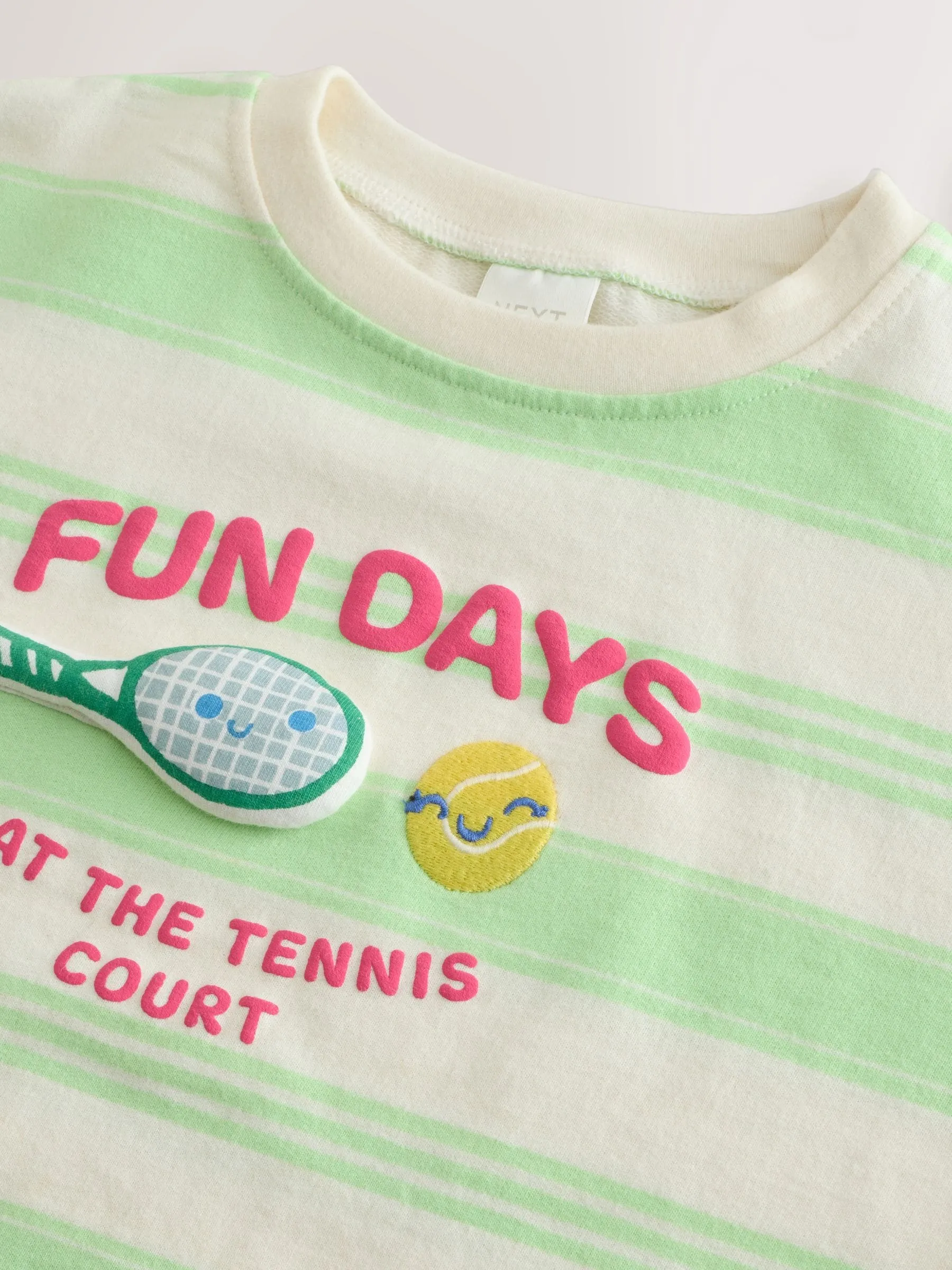 Green Stripe Tennis 100% Cotton Top & Shorts Set (3mths-7yrs)