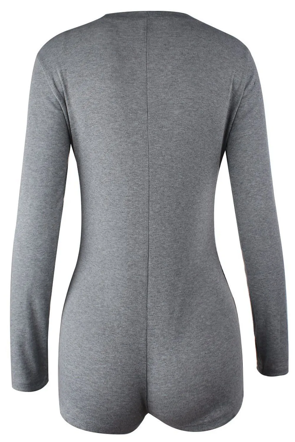 Grey Stylish Buttoned Bodysuit