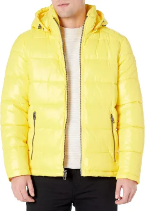 GUESS Men's Mid-weight Puffer Jacket With Removable Hood