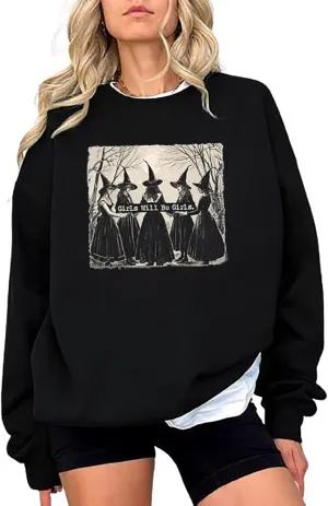 Halloween Sweatshirt - Women & Girls Graphic Pullover Tops