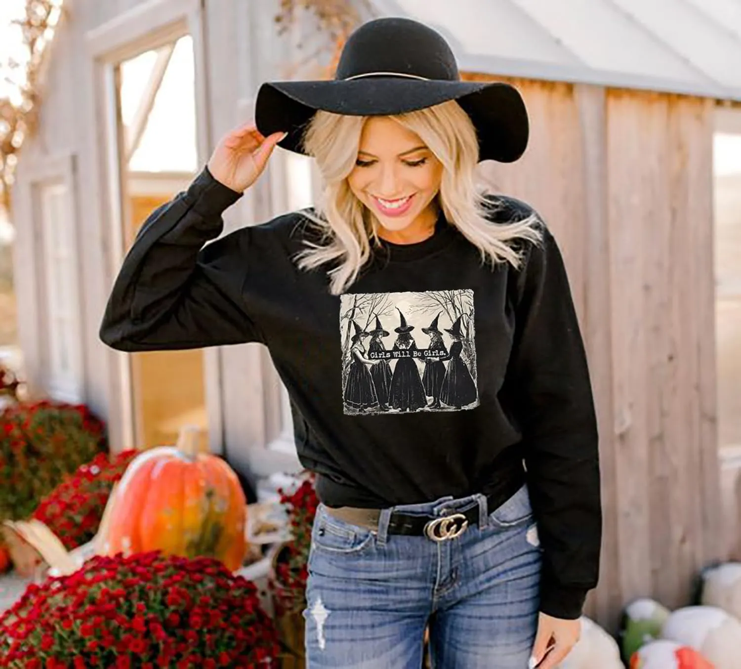 Halloween Sweatshirt - Women & Girls Graphic Pullover Tops