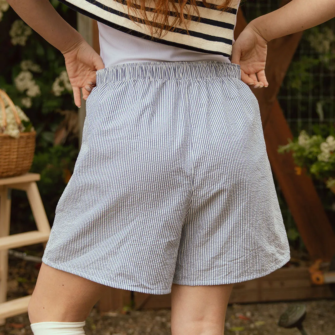Harvest Shorts, Navy Seersucker