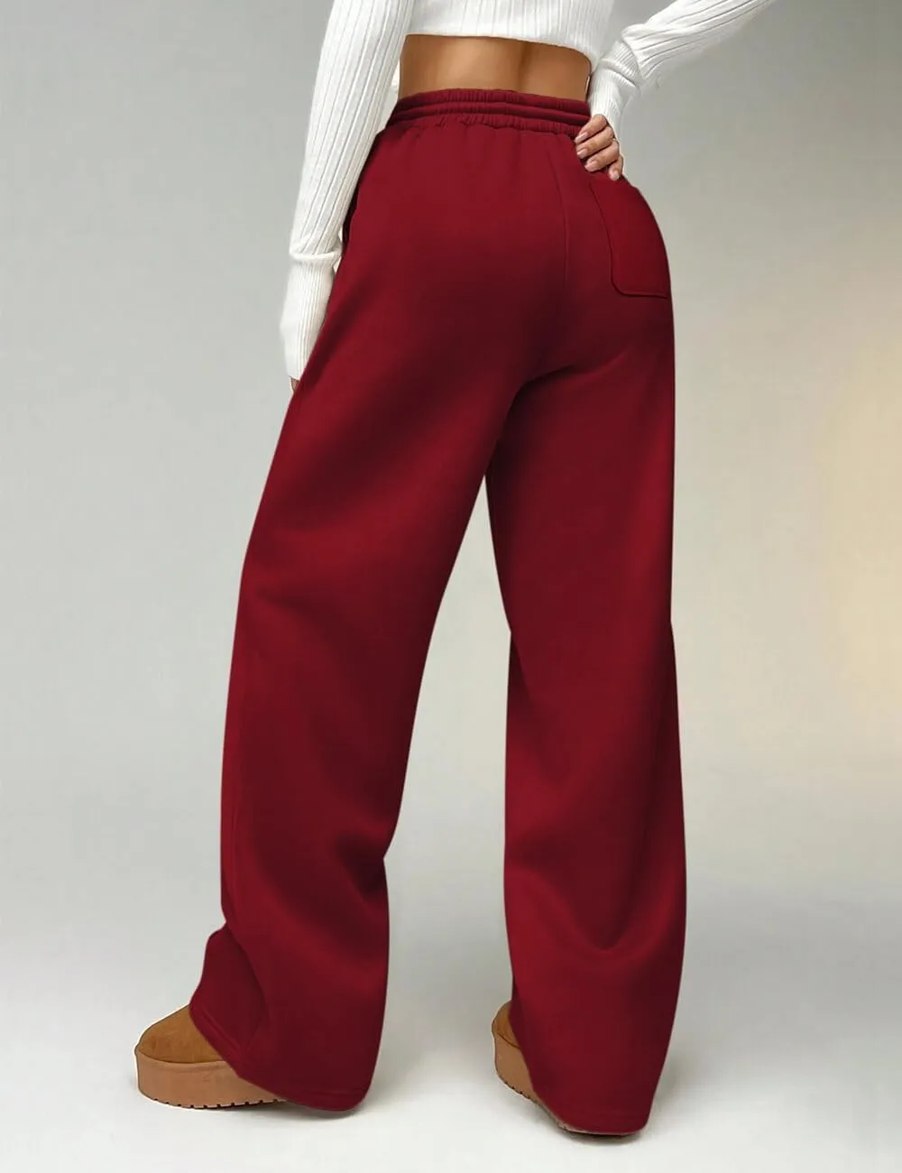 HeSaYep Women's Wide Leg Fleece Sweatpants High Waist Baggy Pants Drawstring Athletic Sweat Pants