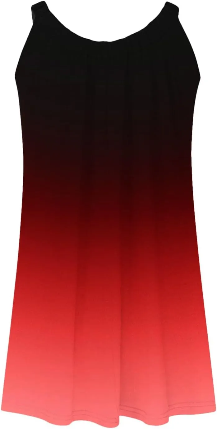 hlysgo Mini Dresses for Women 2025 Summer Tie-Dye Print Short Beach Coverup Dress Casual Loose Fit Sleeveless Mini Sundress