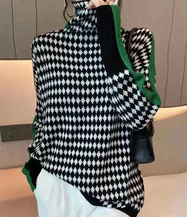 Hondstooth Turtleneck Trui