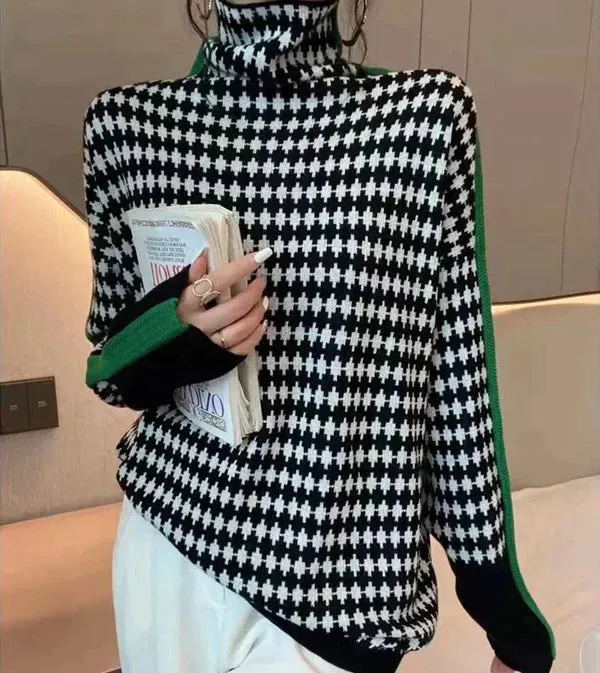 Hondstooth Turtleneck Trui