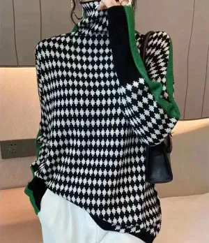 Hondstooth Turtleneck Trui