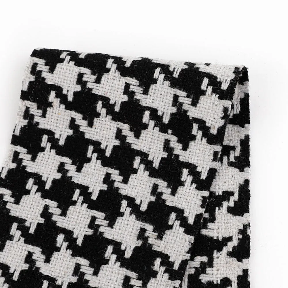 Houndstooth Wool / Poly Coating - Black / White