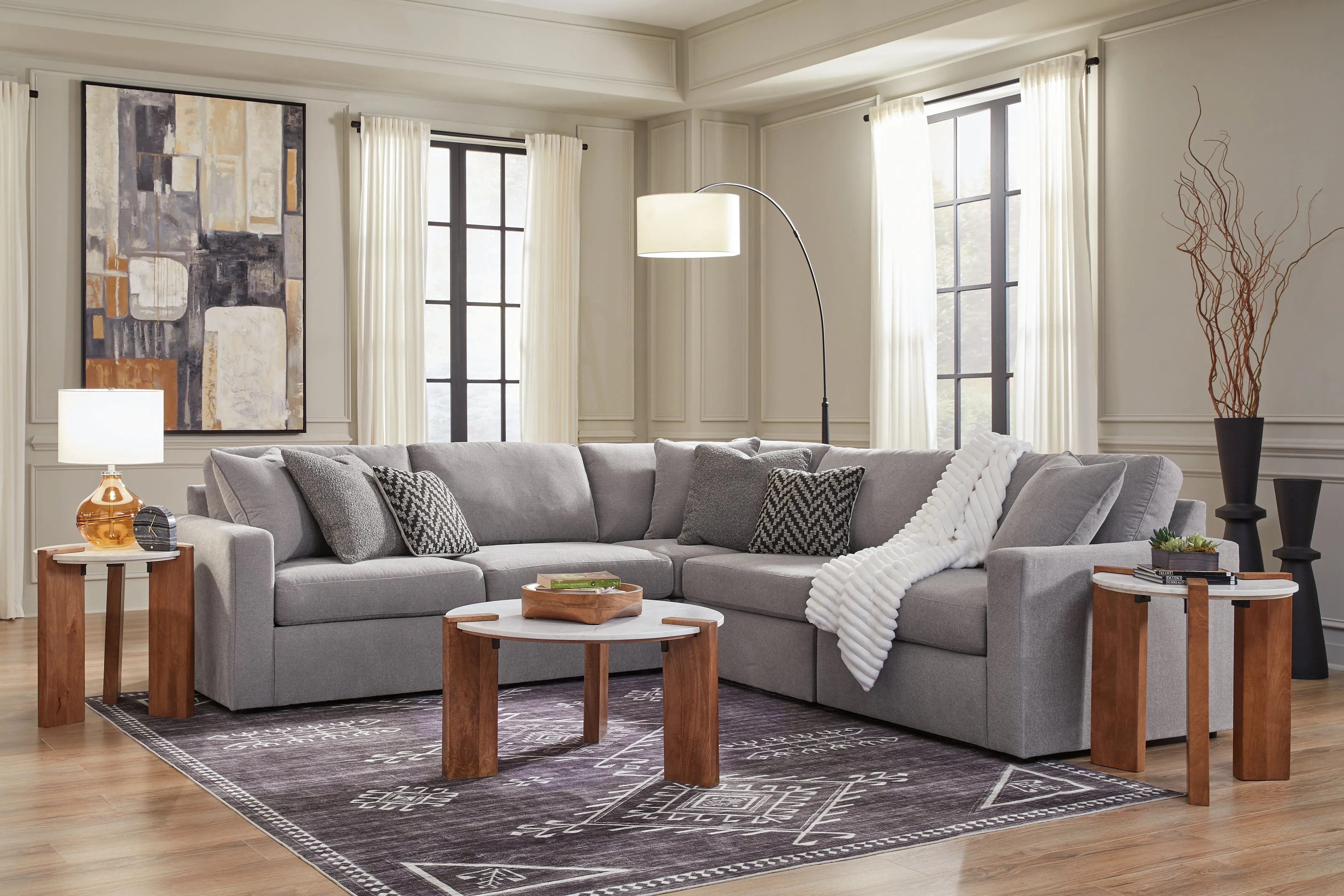 Isanti Coffee Table with 1 End Table in White/Brown