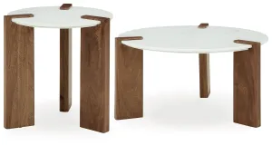 Isanti Coffee Table with 1 End Table in White/Brown