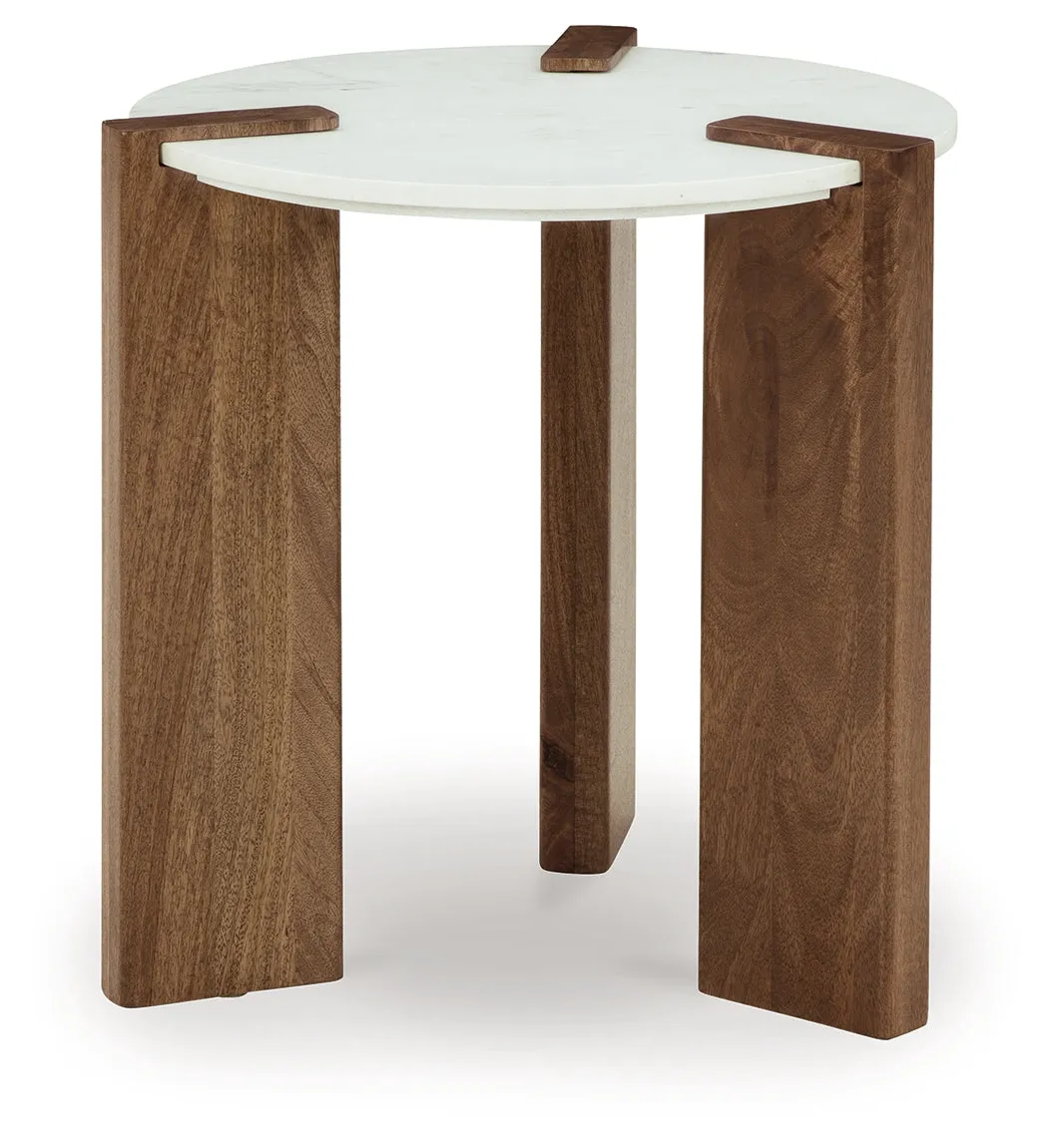 Isanti Coffee Table with 1 End Table in White/Brown