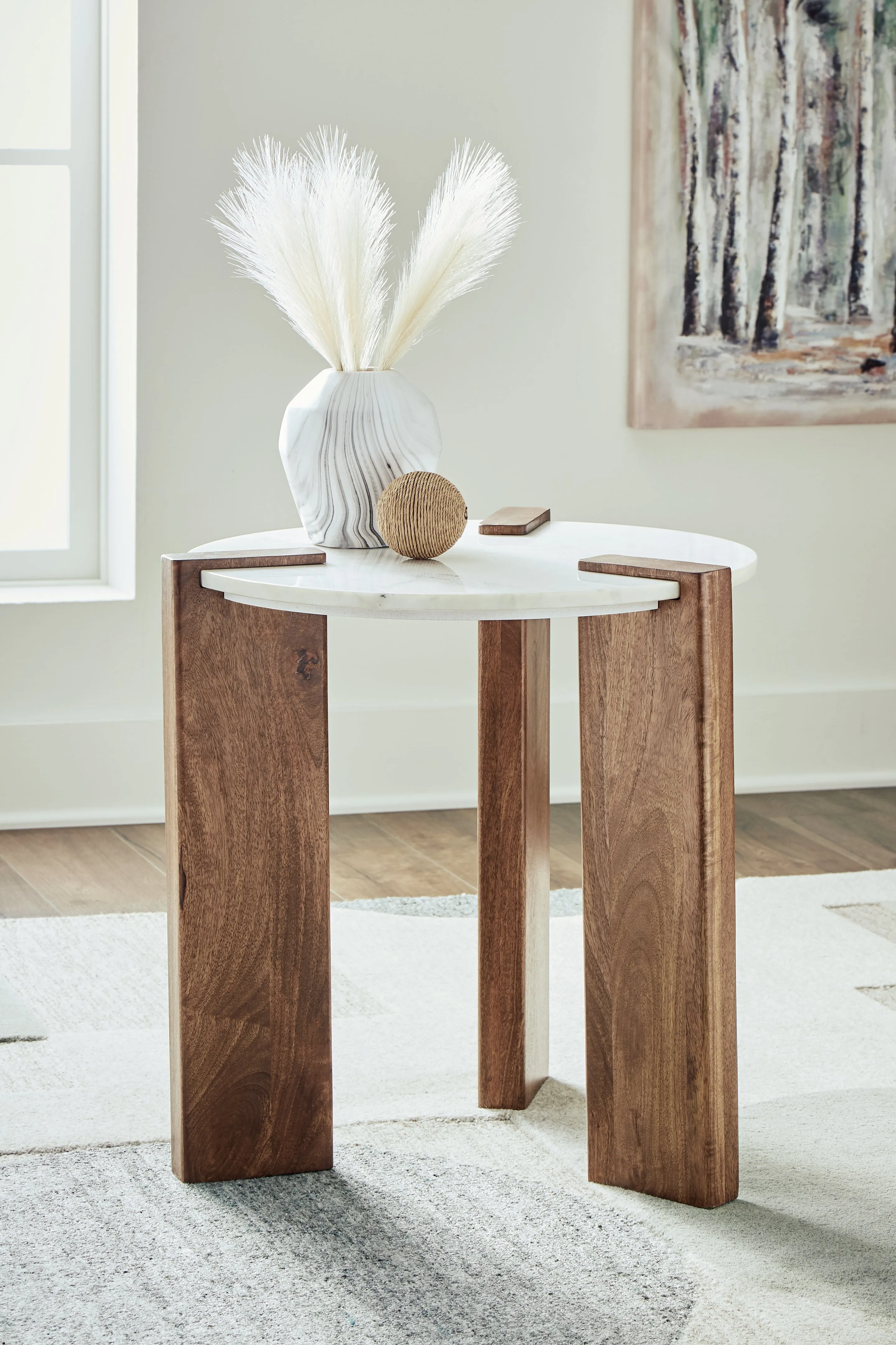 Isanti Coffee Table with 1 End Table in White/Brown